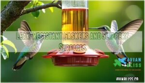 leak-resistant gaskets and slippery surfaces