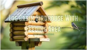 log cabin birdhouse with feeding area log cabin birdhouse with feeding area