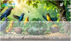 minerals for strong feathers (calcium, zinc)