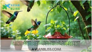 mint and bay leaves placement