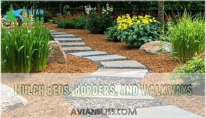 mulch beds, borders, and walkways