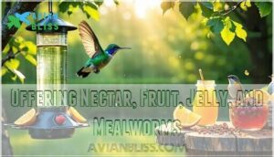 offering nectar, fruit, jelly, and mealworms