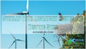overlap with migratory routes and nesting sites