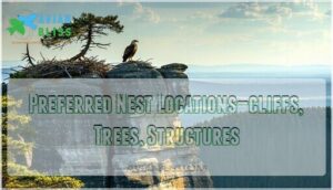 preferred nest locations—cliffs, trees, structures