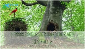 preferred nesting locations and materials preferred nesting locations and materials