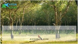 preferred open woodlands and brush