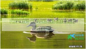 preferred wetland and grassland habitats