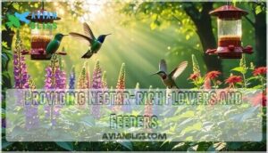 providing nectar-rich flowers and feeders