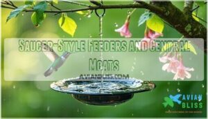 saucer-style feeders and central moats