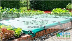 securing covers with binder clips and weights