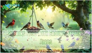 sharing food with ground-feeding birds