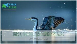 size, color, and wing shape