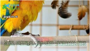 skin, feather, and limb abnormalities