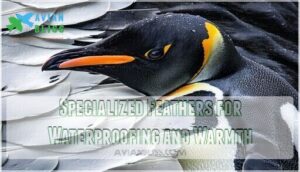 specialized feathers for waterproofing and warmth