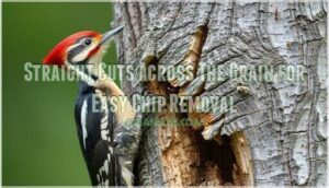 straight cuts across the grain for easy chip removal