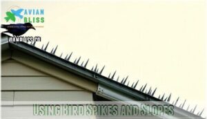 using bird spikes and slopes
