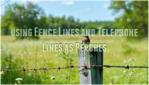 using fence lines and telephone lines as perches