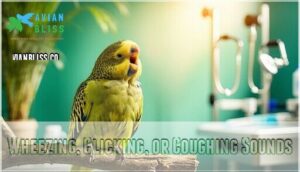 wheezing, clicking, or coughing sounds