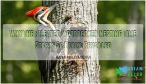 why the pileated woodpecker nesting time starts so early
