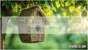 woven straw birdhouse with chicken wire woven straw birdhouse with chicken wire