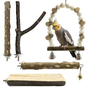 5Pcs Natural Wooden Bird Perch B0FDGN1LS2