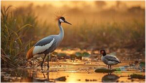african crowned cranes and pygmy geese african crowned cranes and pygmy geese