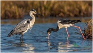 black and white plumage in water birds