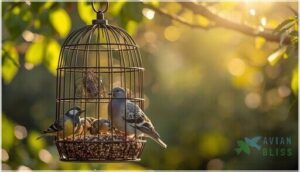 caged feeders for excluding large birds