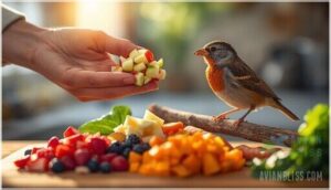 chopped fruits and vegetables for older birds