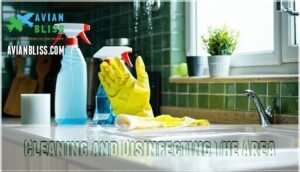cleaning and disinfecting the area
