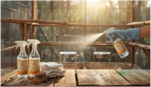 cleaning and treating bird environments