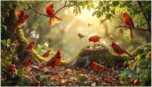 diet, behavior, and breeding of red birds