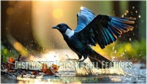 distinctive tail and bill features