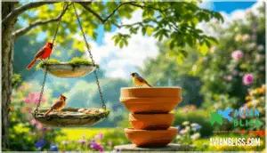 hanging and elevated bird bath options