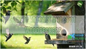how to attract and spot woodpeckers