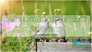 male vs. female house sparrow comparison
