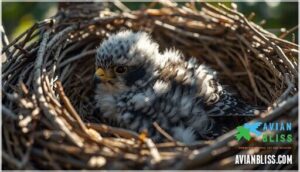 mature feathers emerge through down as they age