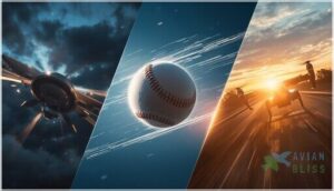 objects and actions described as flying