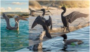 pelicans, cormorants, and loons