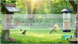 platform, tube, and hopper feeders