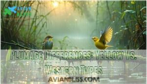 plumage differences: yellow vs. western types