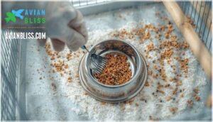 removing leftover food and debris