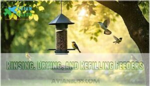 rinsing, drying, and refilling feeders