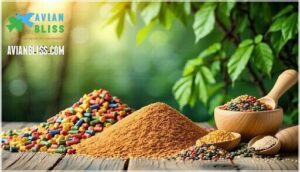 seeds, pellets, and formulated diets