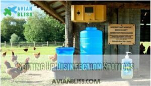 setting up disinfection stations