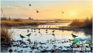 shorebirds and waders (e.g., killdeer, sandpipers)