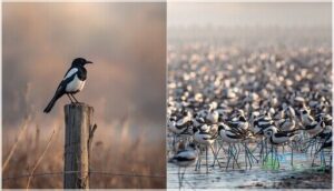 social behavior of black and white birds