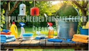 supplies needed for safe feeder cleaning
