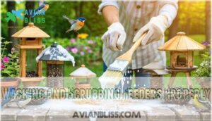 washing and scrubbing feeders properly
