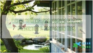 where to hang bird feeders safely